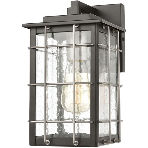 Brewster 1 Light 11 inch Matte Black with Weathered Zinc Outdoor Wall Sconce