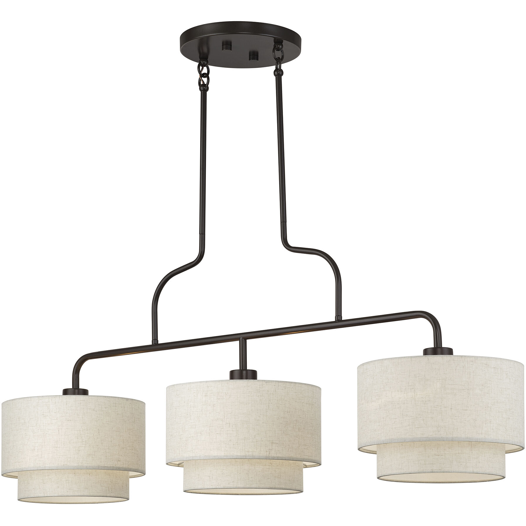 Manorwood 3 Light 48 inch English Bronze Linear Chandelier Ceiling Light, Extra Large