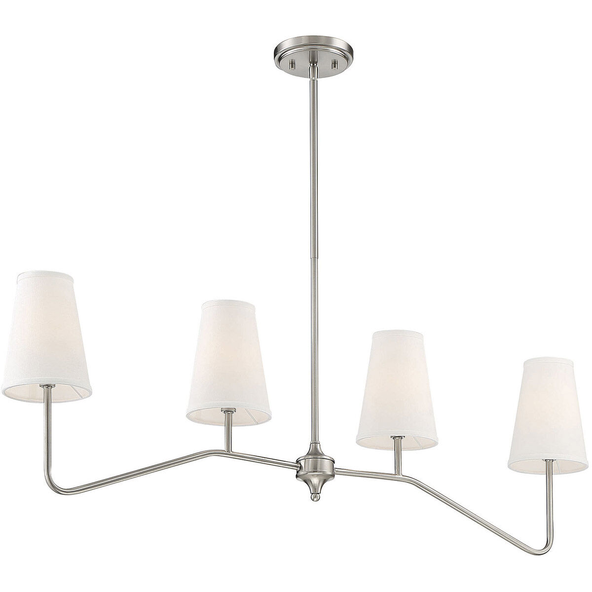 Modern 4 Light 40 inch Brushed Nickel Linear Chandelier Ceiling Light