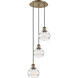 Ballston Rochester 3 Light 12.38 inch Antique Brass Cord Hung Multi Pendant Ceiling Light