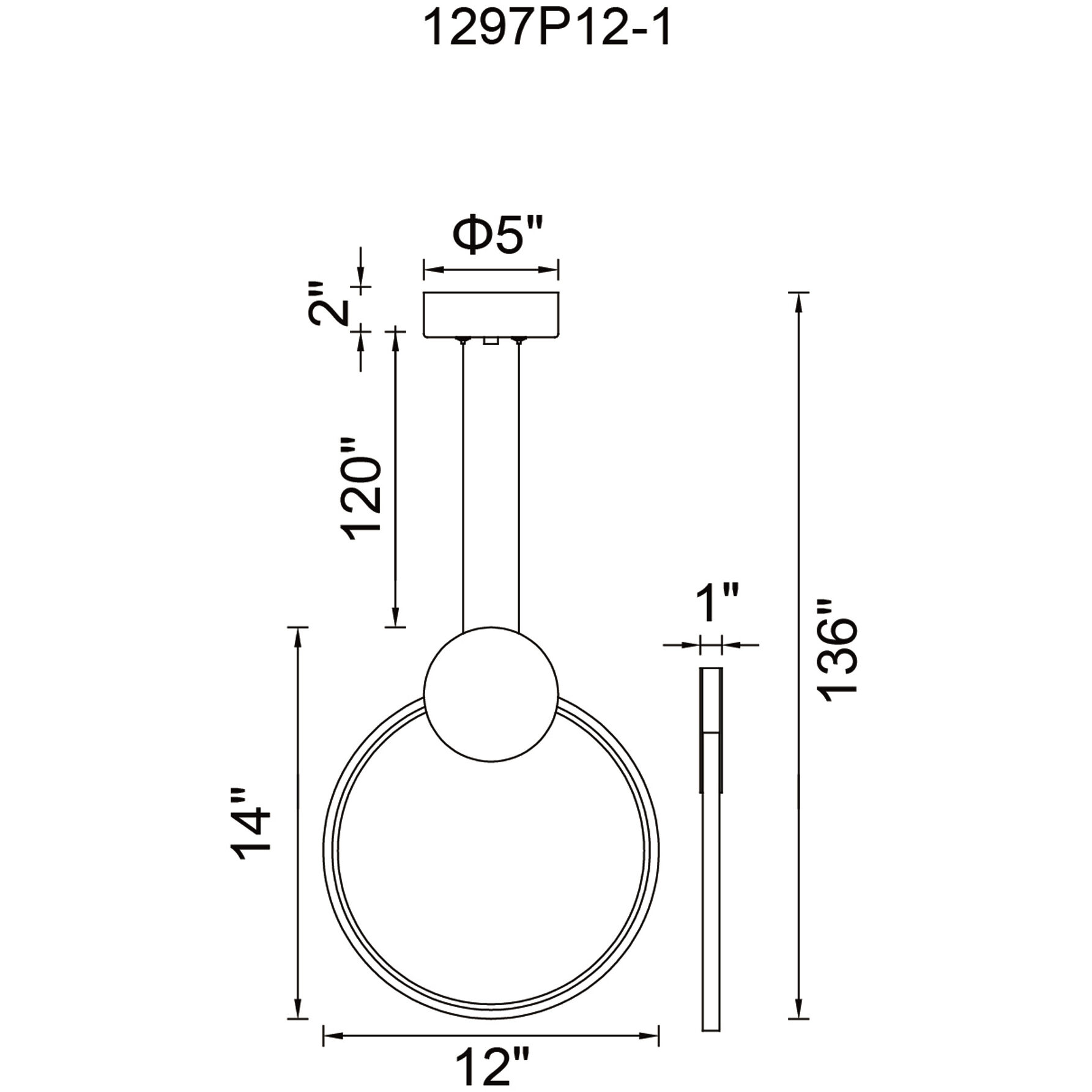 Pulley LED 12 inch Black Mini Pendant Ceiling Light