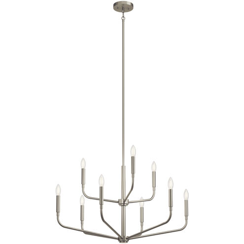 Madden 9 Light Brushed Nickel Chandelier Ceiling Light, 2 Tier