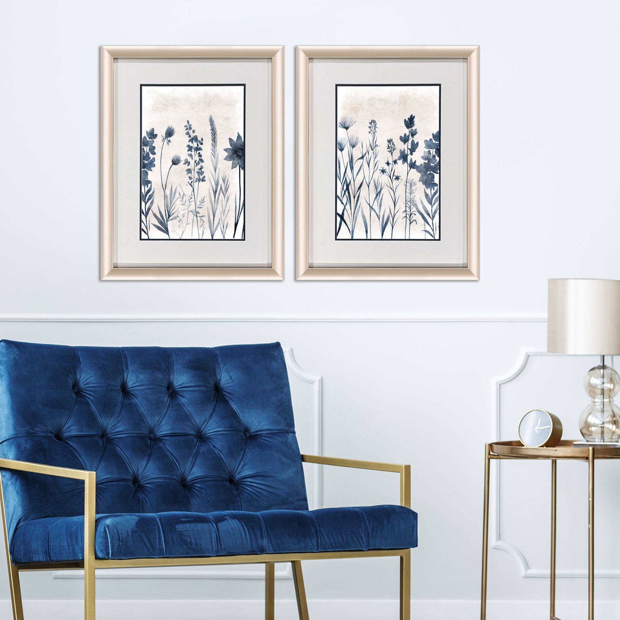 Blue Dye Blue and Beige and Gray Framed Art, Propac