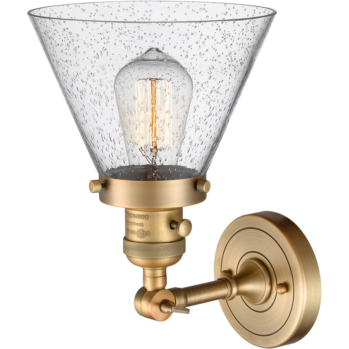 Franklin Restoration Large Cone LED 8 inch Brushed Brass Sconce Wall Light, Franklin Restoration