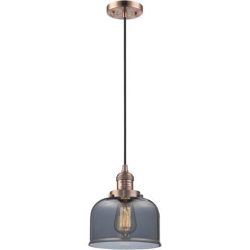 Franklin Restoration Bell LED 8 inch Antique Copper Mini Pendant Ceiling Light in Plated Smoke, Franklin Restoration