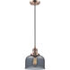 Franklin Restoration Bell LED 8 inch Antique Copper Mini Pendant Ceiling Light in Plated Smoke, Franklin Restoration