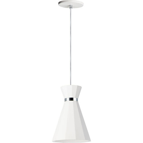 Sash LED 8 inch White/Polished Chrome Single Pendant Ceiling Light in White and Polished Chrome