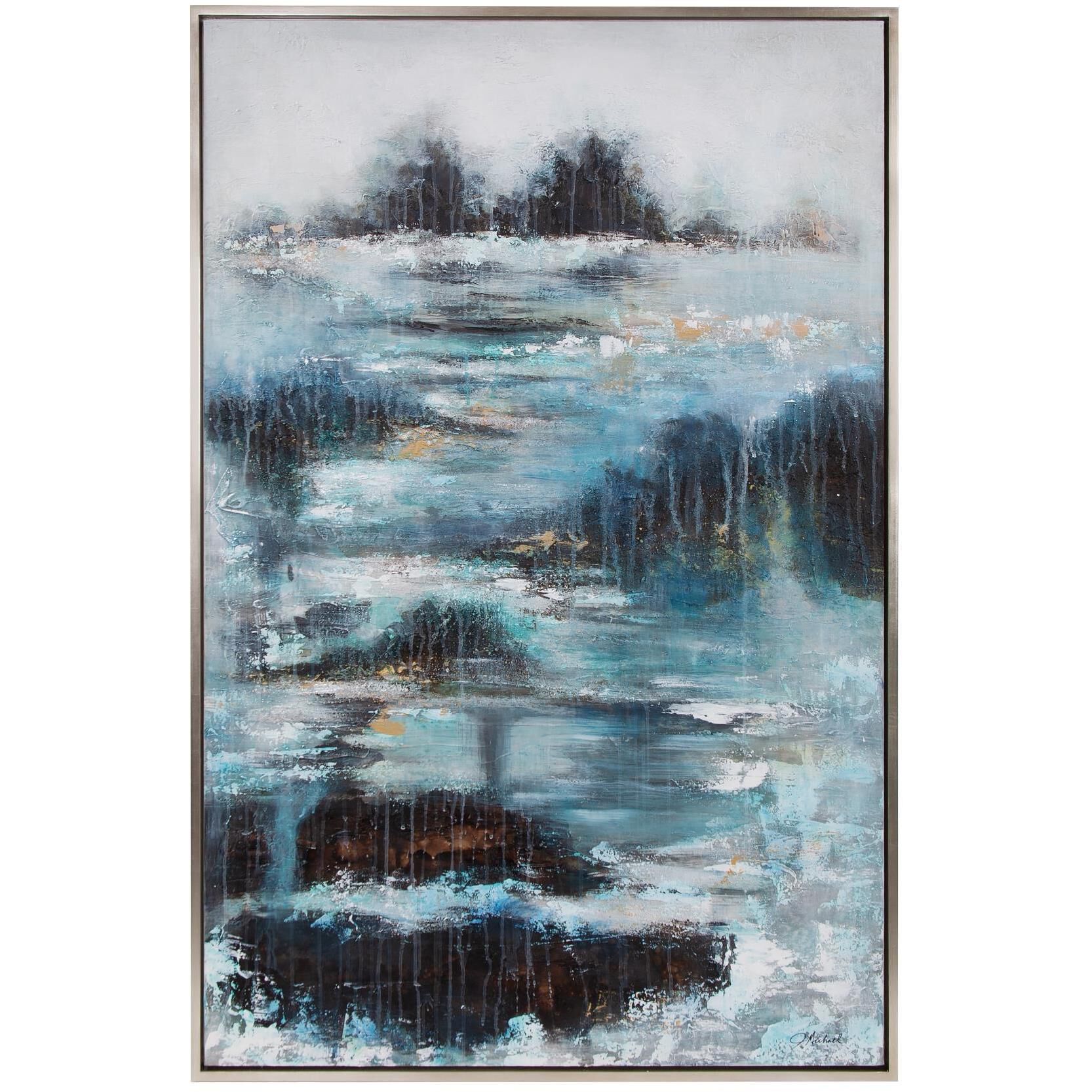 Mist Of The Valley 61.75 X 41.75 inch Hand Painted Canvas