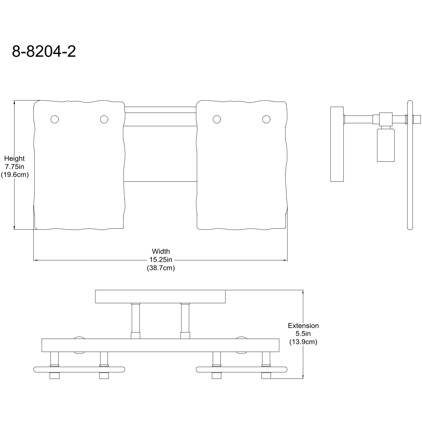 Genry 2 Light 15.25 inch Black Bathroom Vanity Light Wall Light