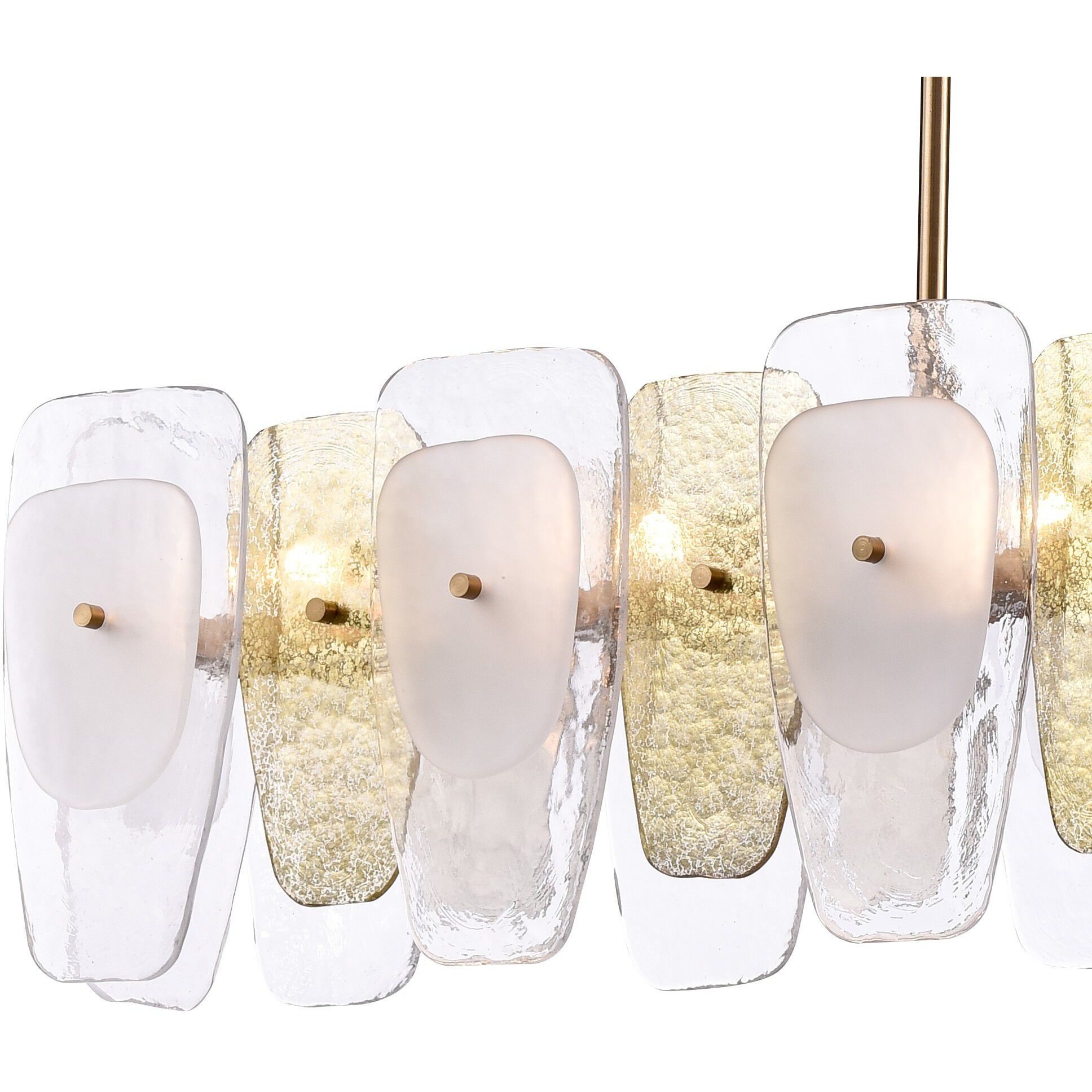 Strata 6 Light 53 inch Lacquered Gold Linear Chandelier Ceiling Light