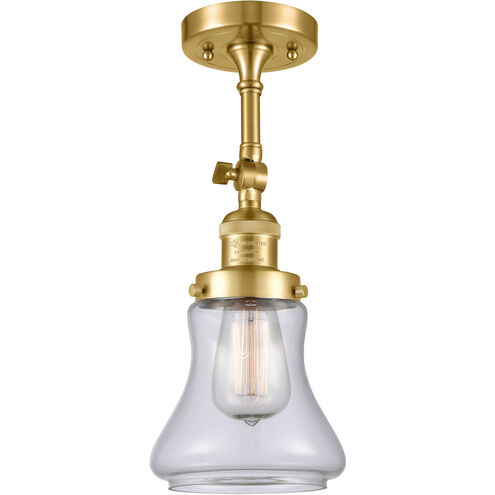 Franklin Restoration Bellmont LED 6.25 inch Satin Gold Semi-Flush Mount Ceiling Light in Clear Glass, Franklin Restoration