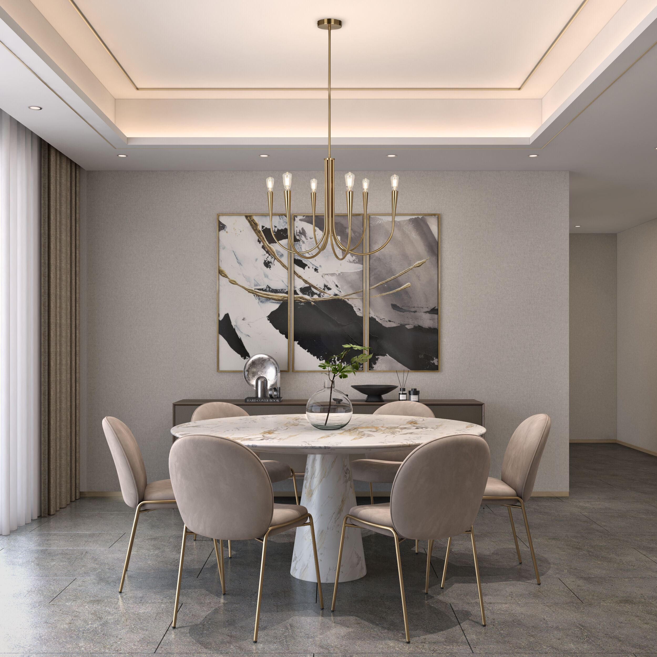 Bronte LED 24.5 inch Brass Chandelier Ceiling Light