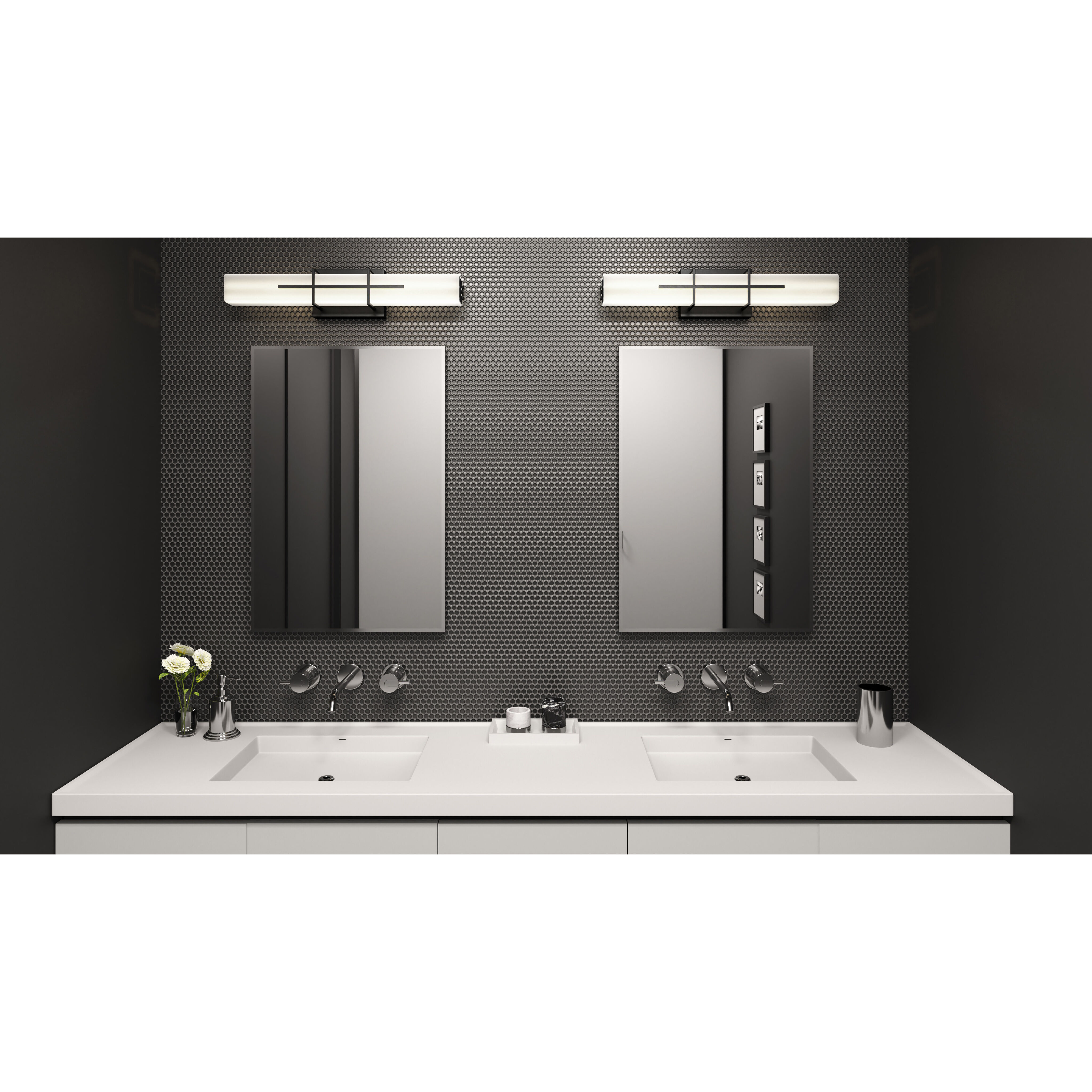 Gemini LED 22.5 inch Matte Black Bath Light Wall Light