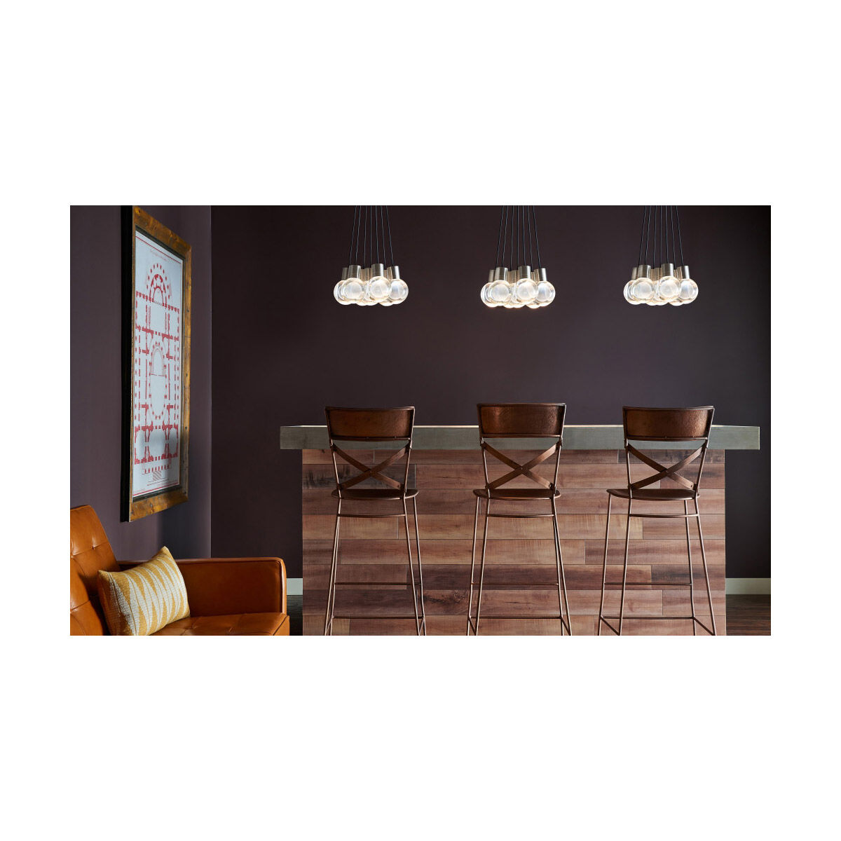 Sean Lavin Mina LED 5 inch Satin Nickel Pendant Ceiling Light in LED 90 CRI 2200K-3000K, 7, Black Cord, Integrated LED