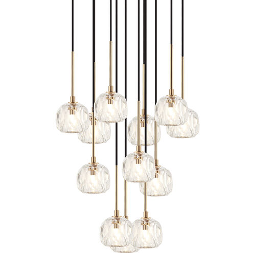 Rosa 12 Light 23.63 inch Aged Gold Brass with Black Pendant Ceiling Light in Aged Gold Brass and Black