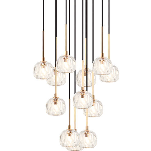 Rosa 12 Light 23.63 inch Aged Gold Brass with Black Pendant Ceiling Light in Aged Gold Brass and Black