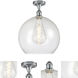 Edison Athens 1 Light 13.75 inch Polished Chrome Semi-Flush Mount Ceiling Light in Seedy Glass