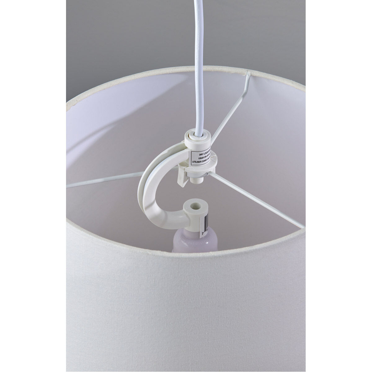 Tall Drum 1 Light 13 inch White Portable Pendant Ceiling Light, with Plug, Simplee Adesso