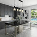 Juna 4 Light 44.1 inch Black and Volcanic Black Travertine Linear Island Pendant Ceiling Light