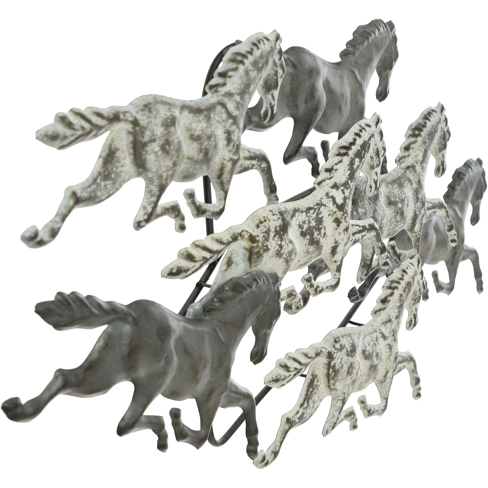 Dutton Galvanized Metal and Aged White Wash and Aged Metal Wall Art