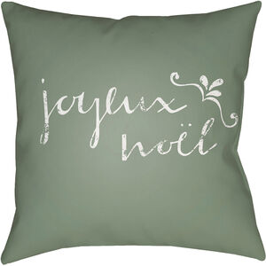 Joyeux 18 X 18 inch Green and White Outdoor Throw Pillow