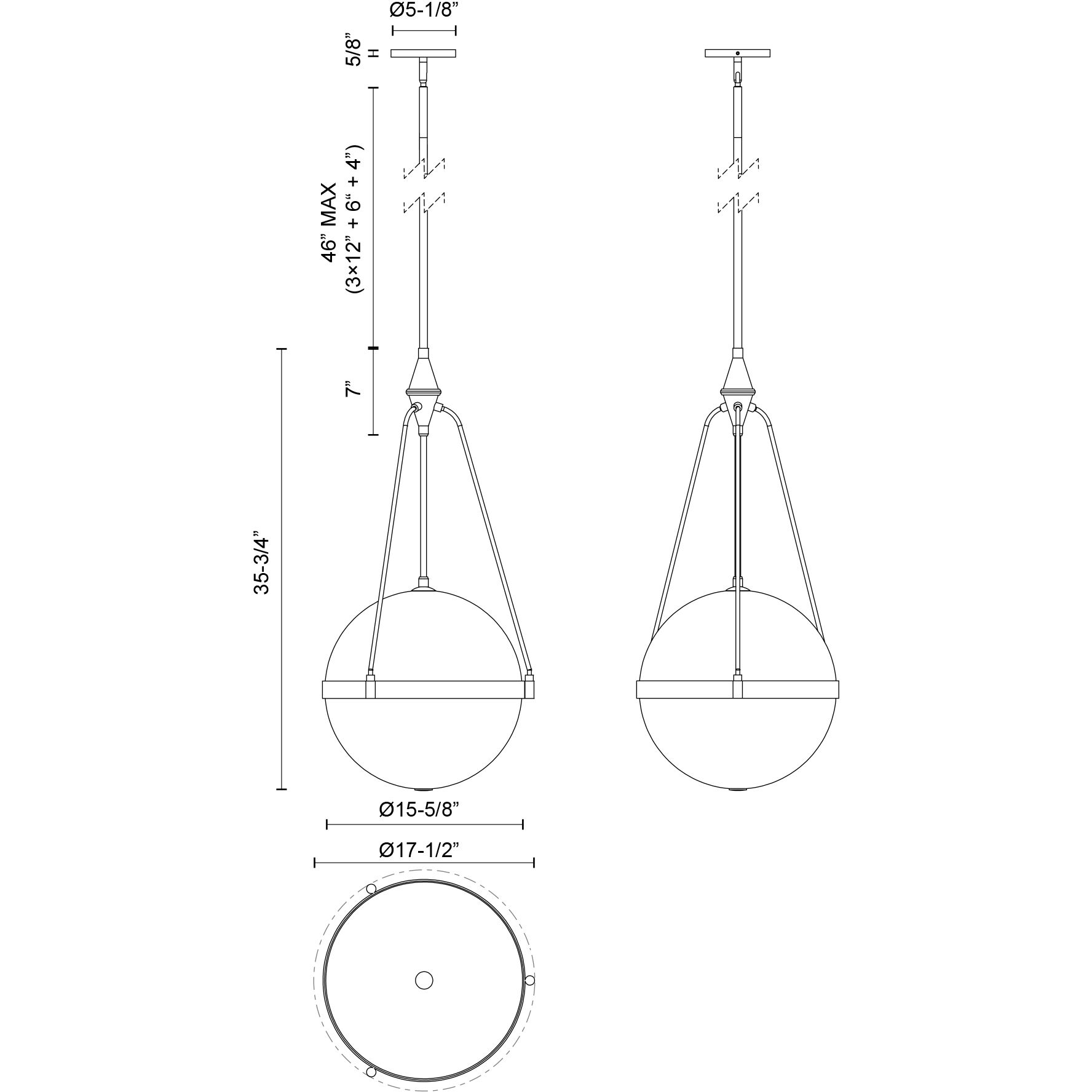 Alora Mood Harmony Pendant Ceiling Light in Matte Black, Clear Water Glass