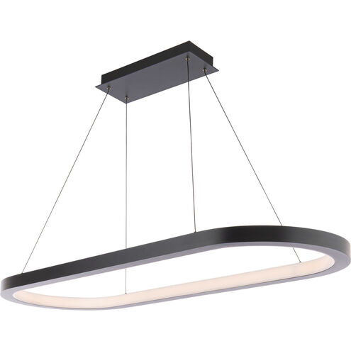 Racetrack LED 17.38 inch Black Chandelier Ceiling Light in 3500K