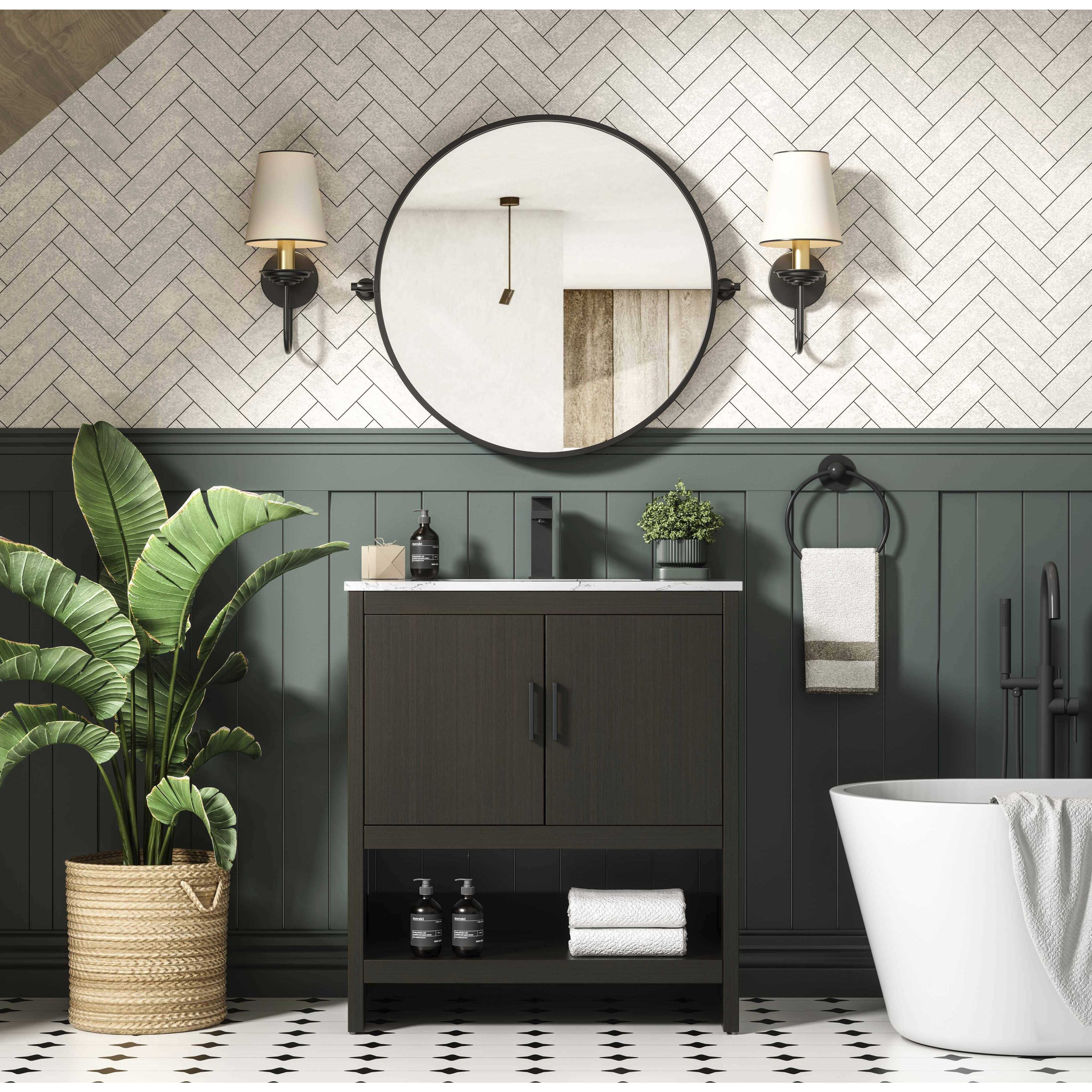 Ira 30 X 34 inch Mocha Brown Bathroom Vanity Cabinet