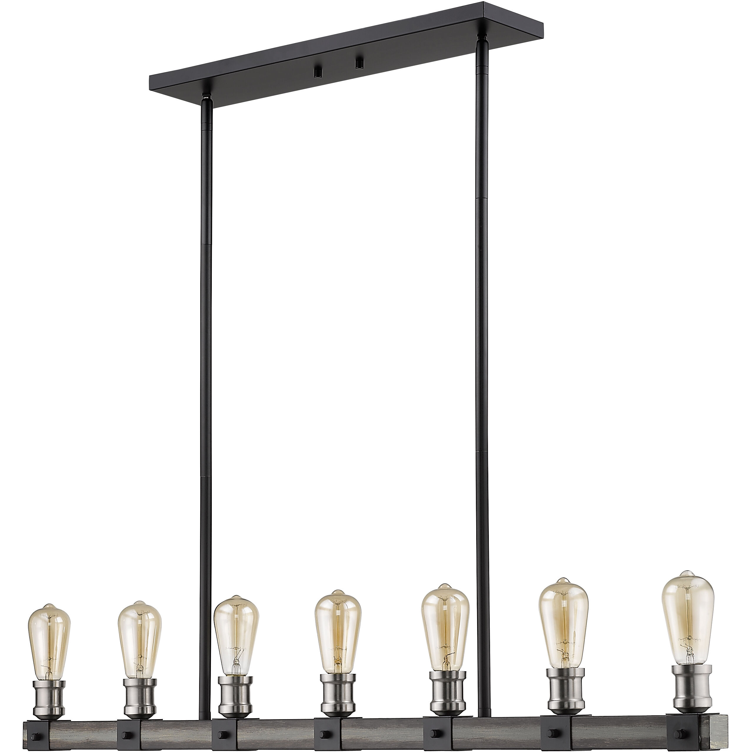 Kirkland 7 Light 44 inch Ashen Barnboard Linear Chandelier Ceiling Light