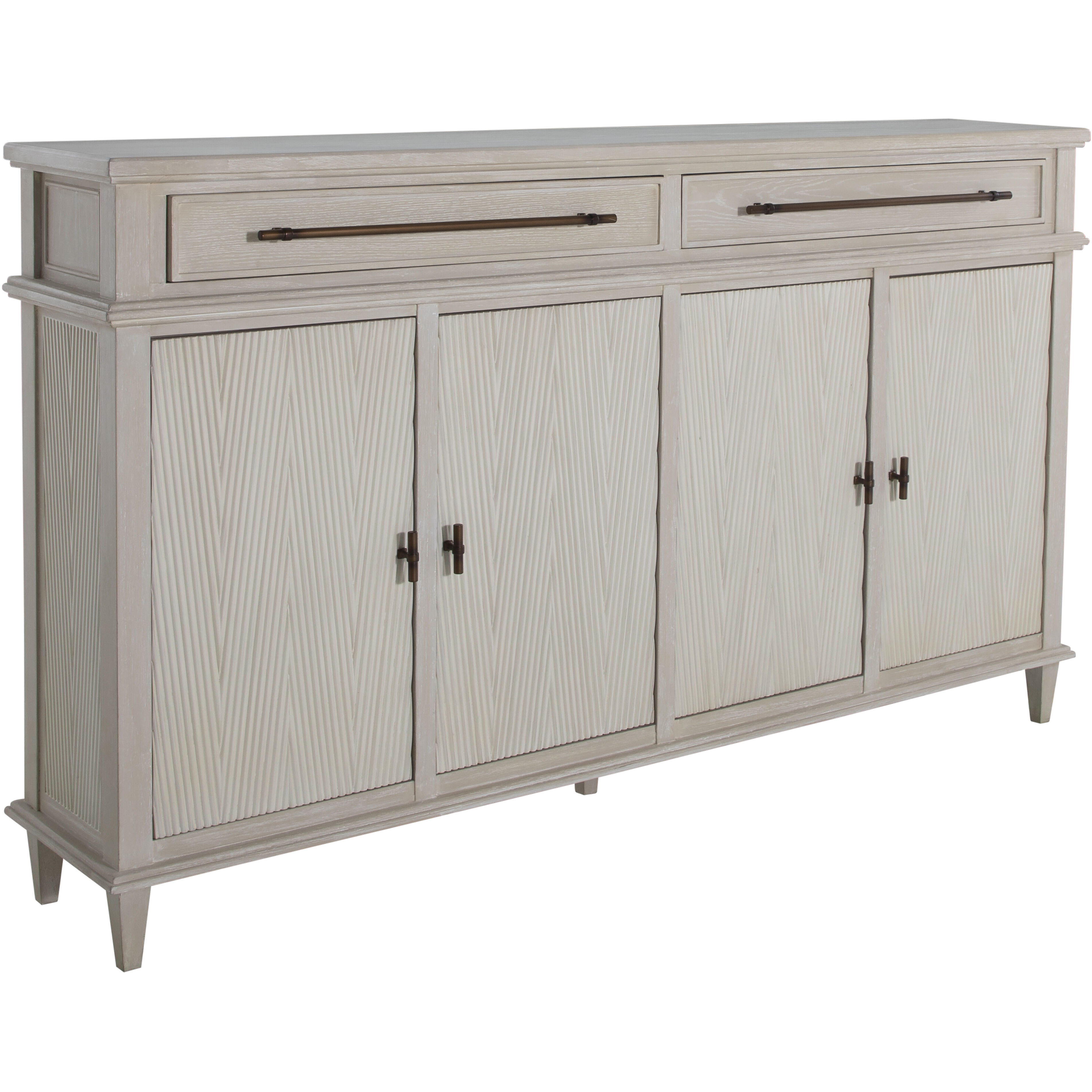 Isaac Cerused White and Sesame White Long Cabinet