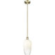 Edison Brookhaven Flute 1 Light 7 inch Antique Brass Mini Pendant Ceiling Light in Opal Glass