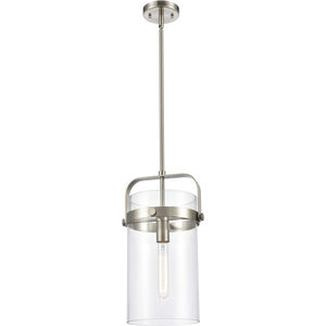 Pilaster 1 Light 9.38 inch Satin Nickel Pendant Ceiling Light in Clear Glass