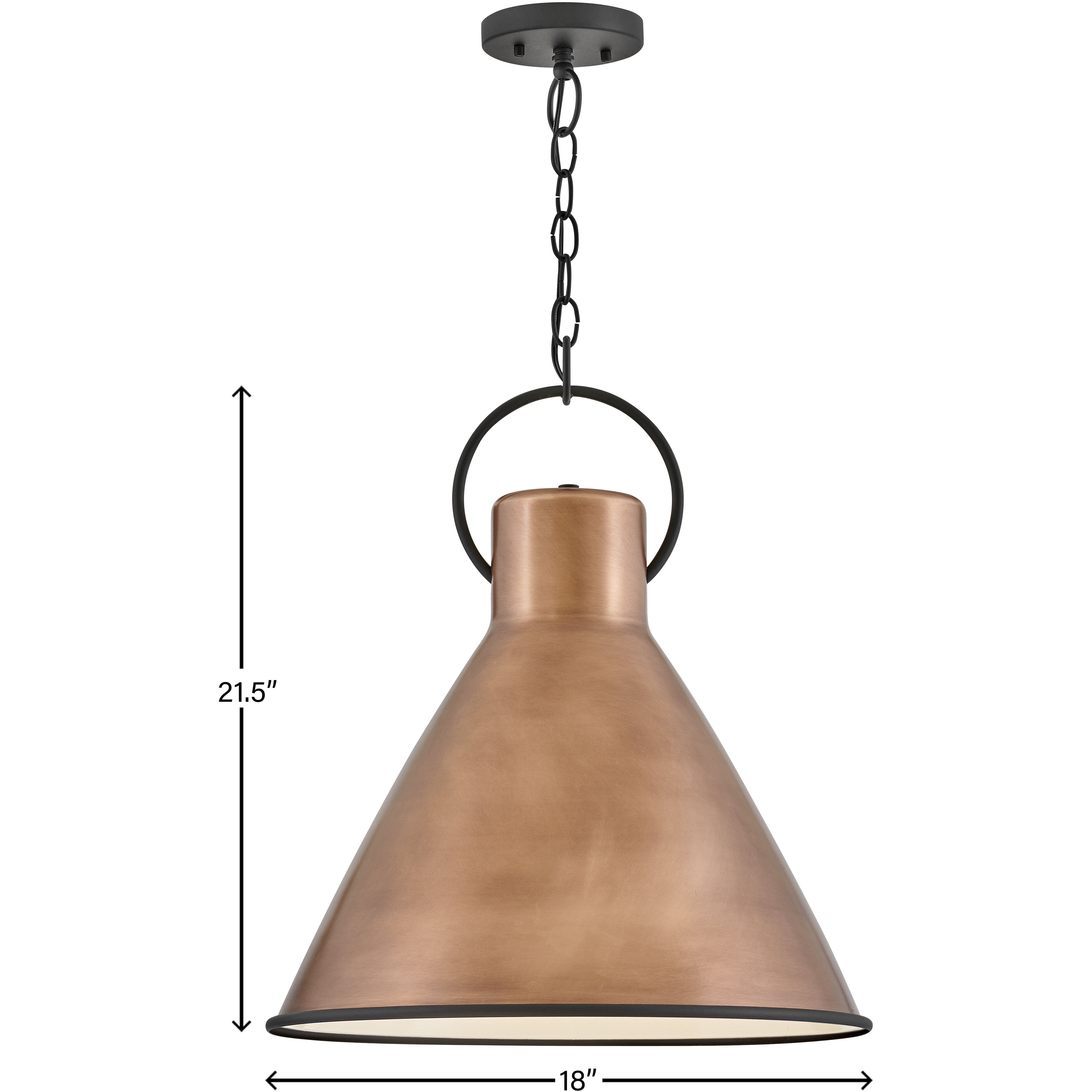 Winnie 18 inch Antique Copper with Textured Black Indoor Pendant Ceiling Light