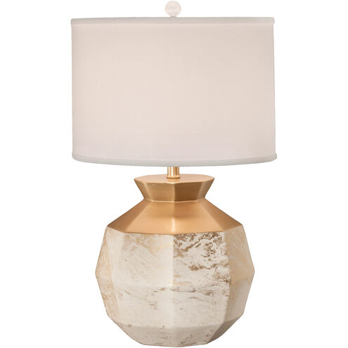 Gem 25 inch 150 watt Gold Lacquer w/White Overglaze Table Lamp Portable Light