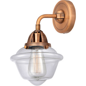 Nouveau 2 Small Oxford 1 Light 8 inch Antique Copper Sconce Wall Light in Clear Glass