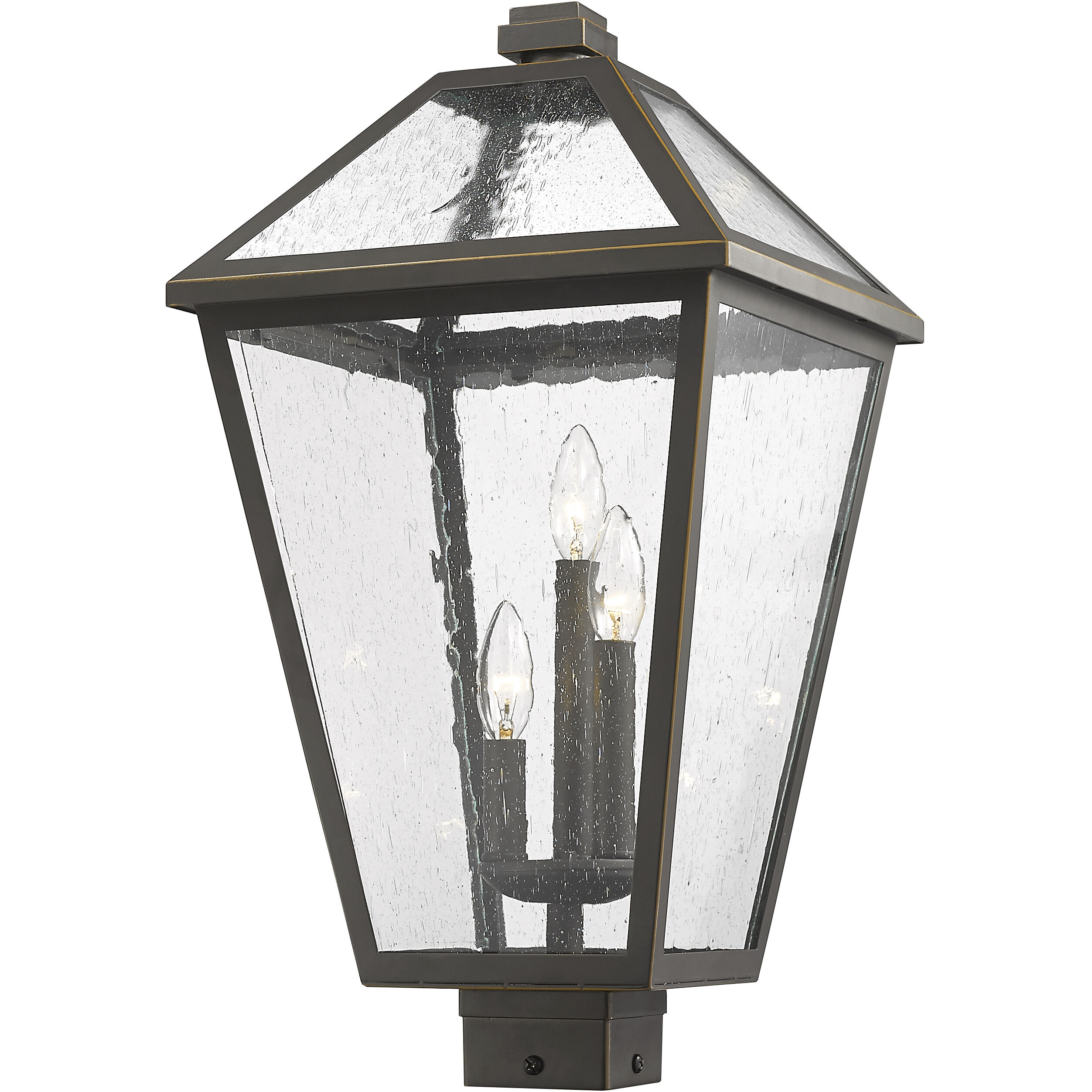 Talbot 3 Light 22.25 inch Oil Rubbed Bronze Outdoor Post Mount Fixture in Seedy Glass