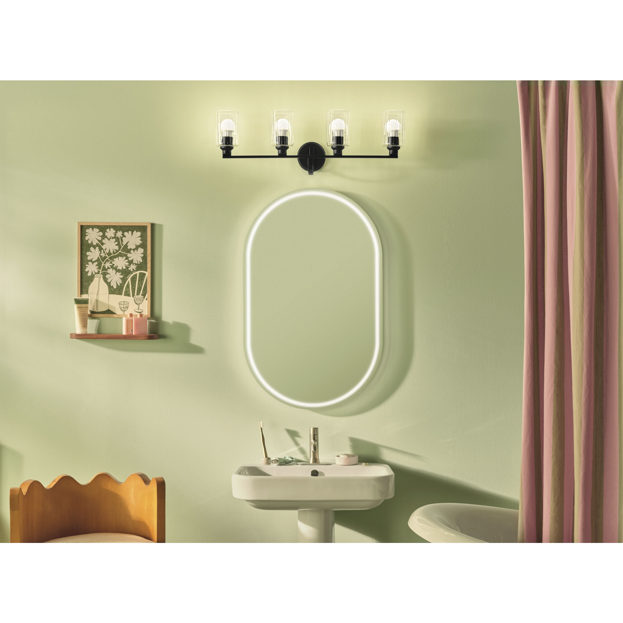 Gioe 4 Light 32.25 inch Black Vanity Light Wall Light
