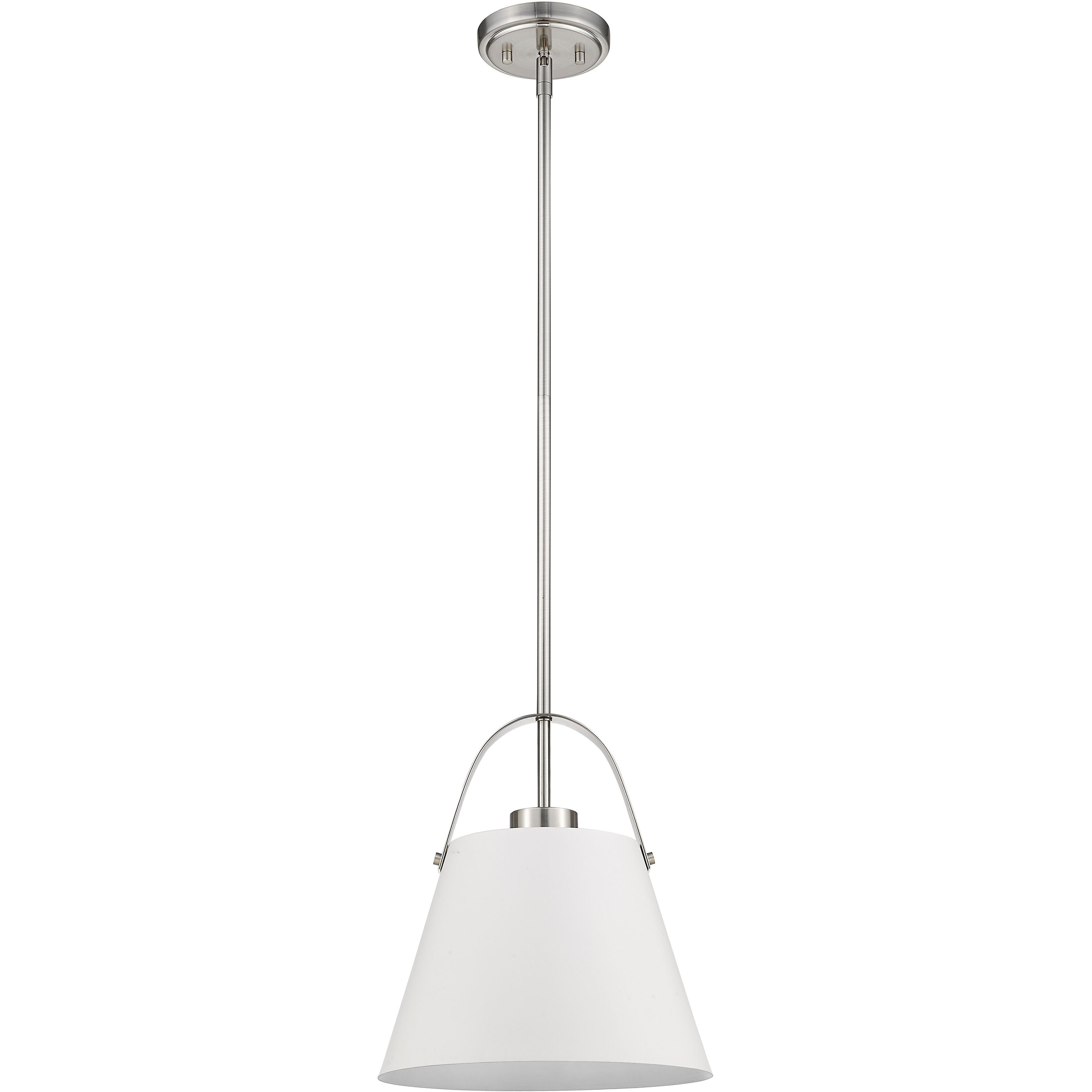 Z-Studio 1 Light 12.5 inch Matte White and Brushed Nickel Pendant Ceiling Light