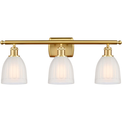 Ballston Brookfield 3 Light 26 inch Satin Gold Bath Vanity Light Wall Light in White Glass, Ballston