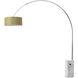 Iconic 95 inch 14 watt Satin Nickel and White Arc Floor Lamp Portable Light in Avocado Linen