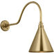 Thomas O'Brien Academy Barn Light LED 19.25 inch Hand-Rubbed Antique Brass Flynn Barn Light in 9" Hand-Rubbed Antique Brass Conical Savannah Shade
