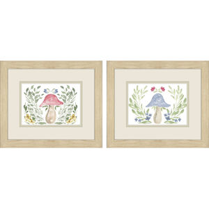 Mushroom Garden Green and Blue and Pink Framed Art