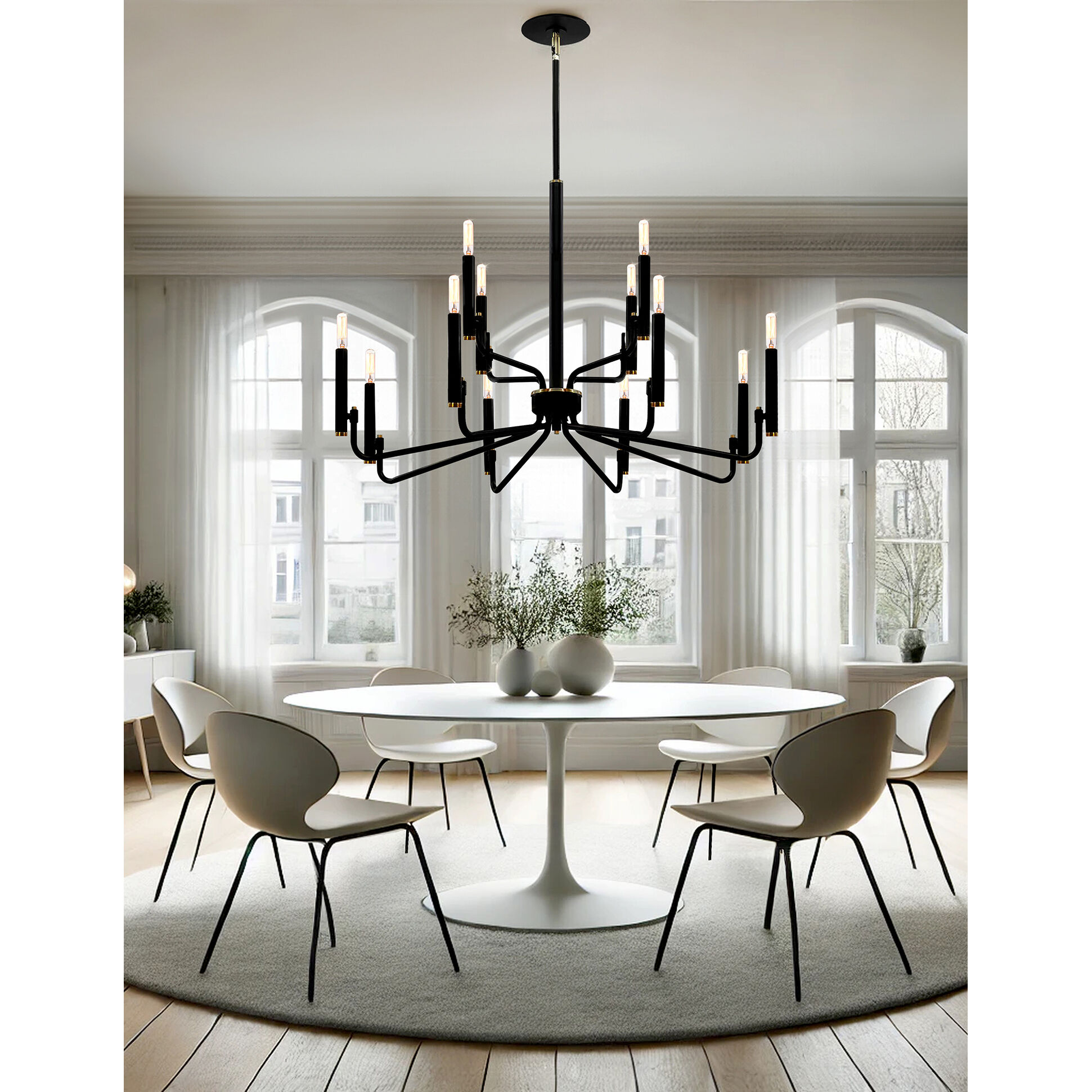 Bedford LED 32 inch Matte Black Chandelier Ceiling Light