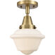Franklin Restoration Small Oxford LED 7.5 inch Brushed Brass Flush Mount Ceiling Light in Matte White Glass