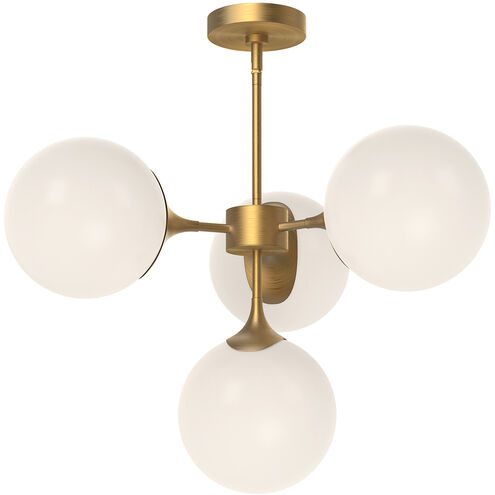 Nouveau 4 Light 26 inch Aged Gold Chandelier Ceiling Light in Aged Brass