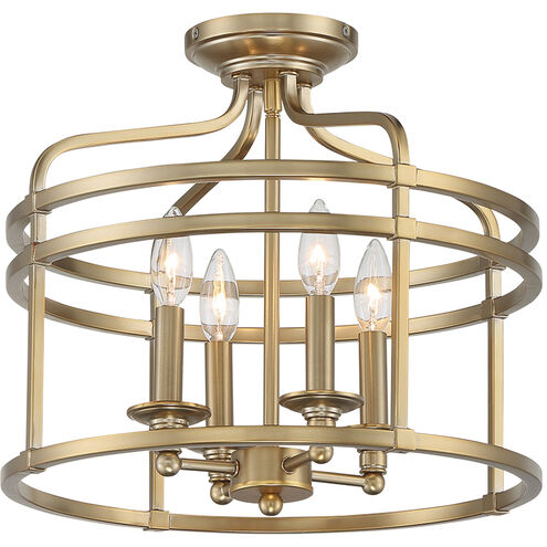 Covent Park 4 Light 16 inch Brushed Honey Gold Semi Flush Mount Ceiling Light