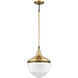 Mid-Century Schoolhouse 1 Light 12 inch Satin Brass with Matte Black Mini Pendant Ceiling Light