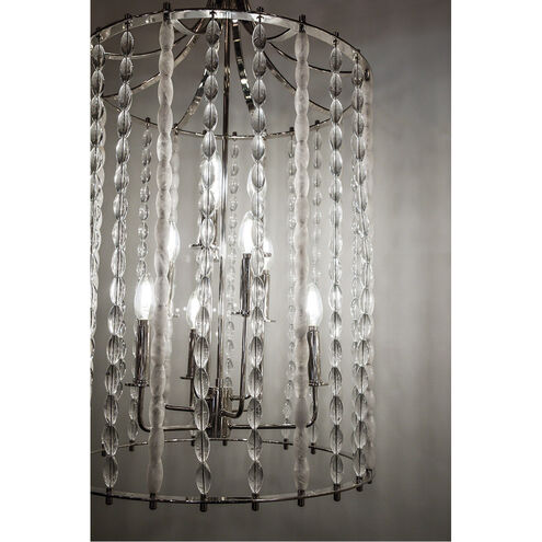 Whitestone Pendant Ceiling Light in Polished Nickel, Crystal Beads and Finials