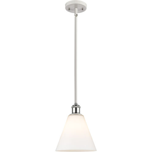 Ballston Cone LED 8 inch White and Polished Chrome Mini Pendant Ceiling Light in Matte White Glass