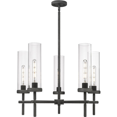 Lincoln 5 Light 26.75 inch Weathered Zinc Chandelier Ceiling Light in Clear Glass